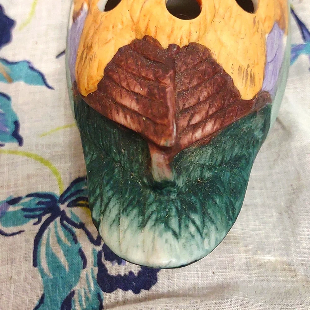 Porcelain Hand Painted Figural Mallard Duck Pencil Holder Vintage
